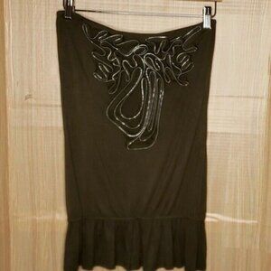 Shelly Womens Green Knit Strapless Top With Zipper Design Detail Medium